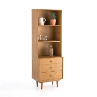 Шкаф Книжный в винтажном стиле с 3 нишами и 3 ящиками Quilda единый размер каштановый LA REDOUTE INTERIEURS  фото, kupilegko.ru